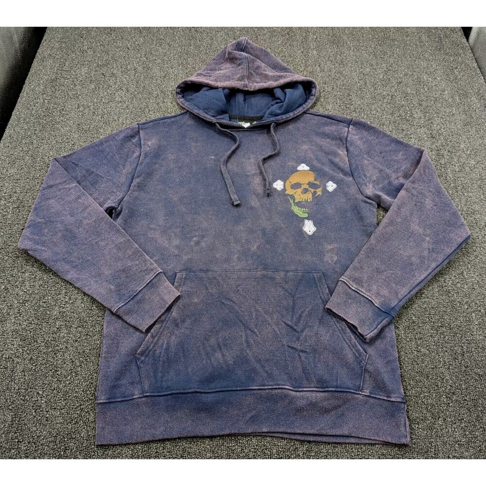 Taco Tuesday Purple Acid Wash Grunge Skull Logo Hoodie Sweatshirt Size Med
